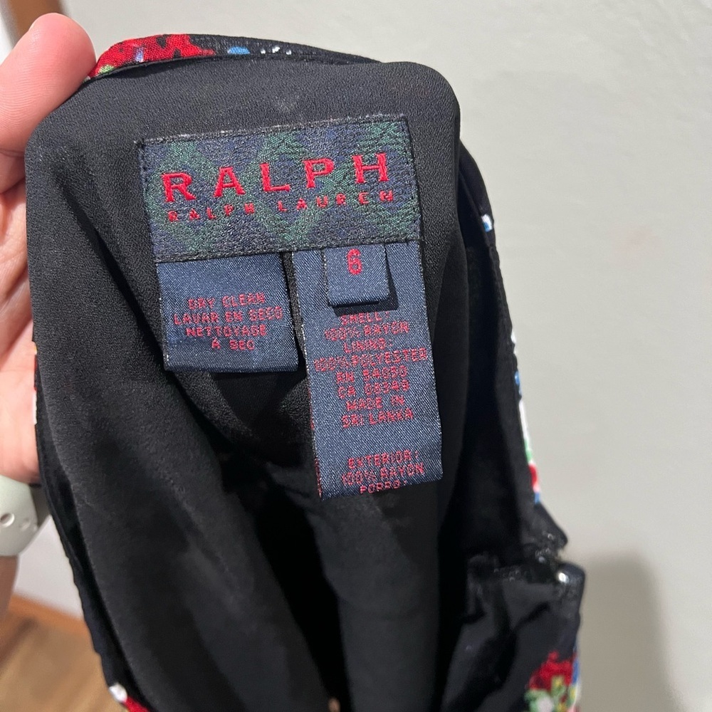 Ralph Lauren Black Mini Skirt with Multicolor Floral Print Black Label 6 EUC - Picture 4 of 4